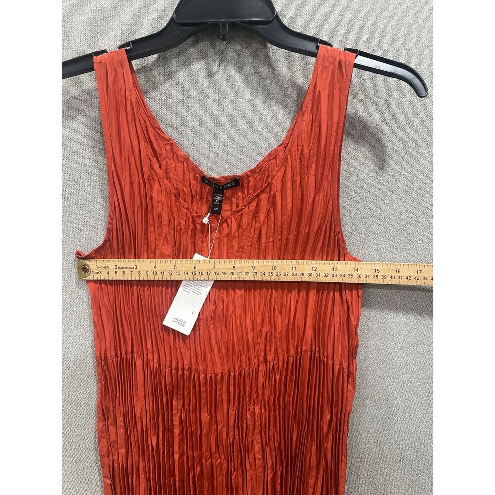 EILEEN FISHER NWT Fall FLAME Orange‎ Crushed Silk Dress Size Small MSRP $378 - Picture 9 of 12